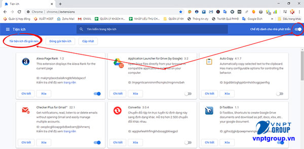 Cài đặt Chrome Extension Java Esigner thuedientu báo lỗi 404 5 bật chức năng tải tiện ích cho trình duyệt