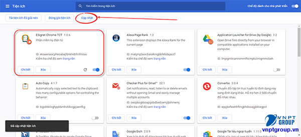 Cài đặt Chrome Extension Java Esigner thuedientu báo lỗi 404 7 cập nhật addon Add-on ESigner.Chrome.TCT