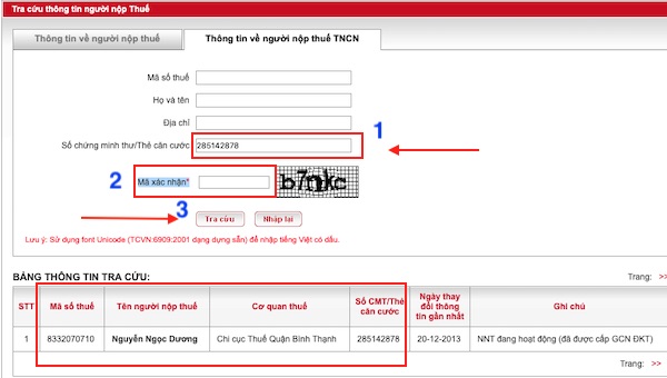Hướng dẫn tra cứu Mã Số Thuế Cá Nhân Siêu Nhanh 3 Bước 3: Hướng dẫn tra cứu MST cá Nhân