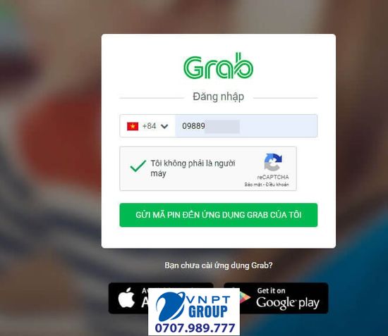 Cách Lấy hóa đơn Grap - In hóa đơn Grap đơn giản 3 Nhập số điện thoại đăng nhập
