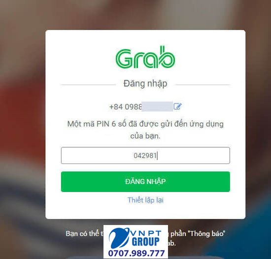 Cách Lấy hóa đơn Grap - In hóa đơn Grap đơn giản 5 Nhập mã Pin đăng nhập