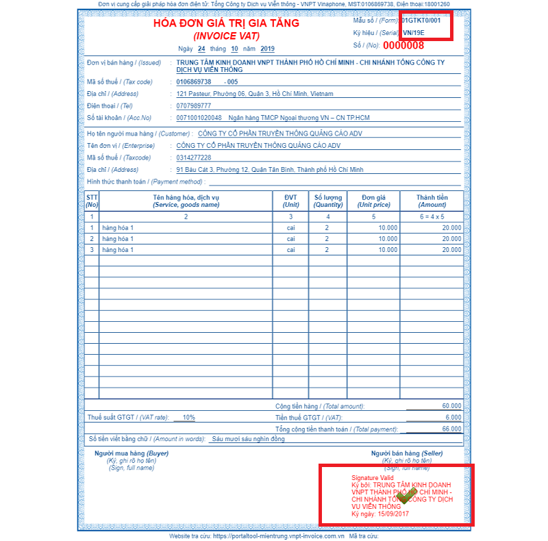 mẫu hóa đơn điện tử vnpt