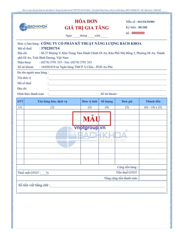 Mẫu Hóa Đơn Điện Tử VNPT đẹp