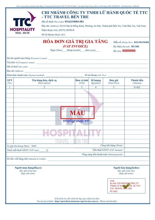 Mẫu Hóa Đơn Điện Tử VNPT Giá Rẻ 6