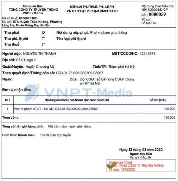 Bảng Giá Đăng ký Biên Lai Điện Tử VNPT Invoice giá rẻ 2 mẫu biên lai điện tử VNPT