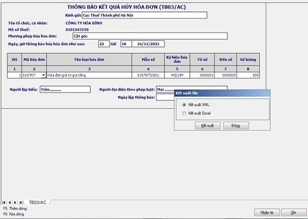 Hướng dẫn Hủy hóa đơn điện tử VNPT Thông tư cũ 4 HÌnh 6 - Kết xuất xml