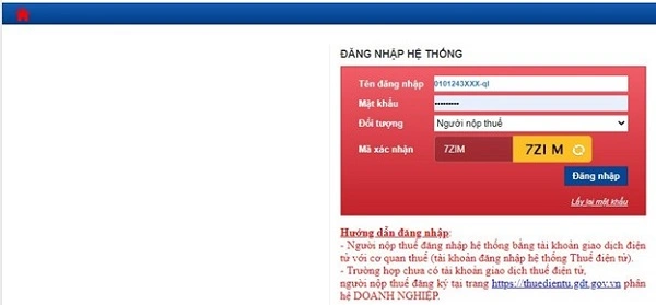 Hướng dẫn Hủy hóa đơn điện tử VNPT Thông tư cũ 6 Hình 8- đăng nhập trang thuedientu