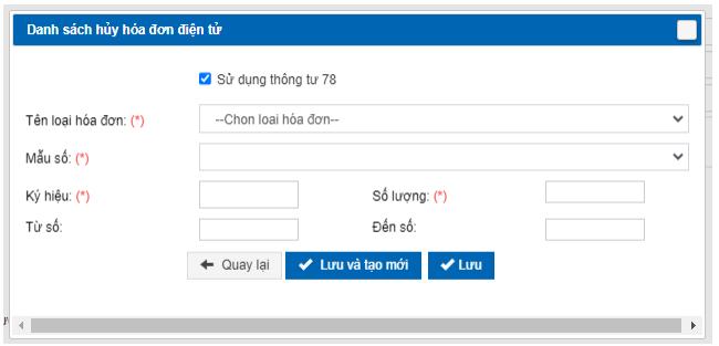 Tạo dải ký hiệu hóa đơn/chứng từ VNPT năm 2024 6 Thêm danh sách dải hóa đơn hủy