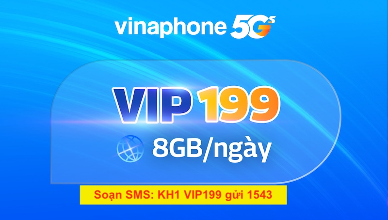 Gói cước 5G Vinaphone - Gói VIP199 - 240GB - 2250 phút gọi 1 Gói cước 5G Vinaphone - Gói VIP199